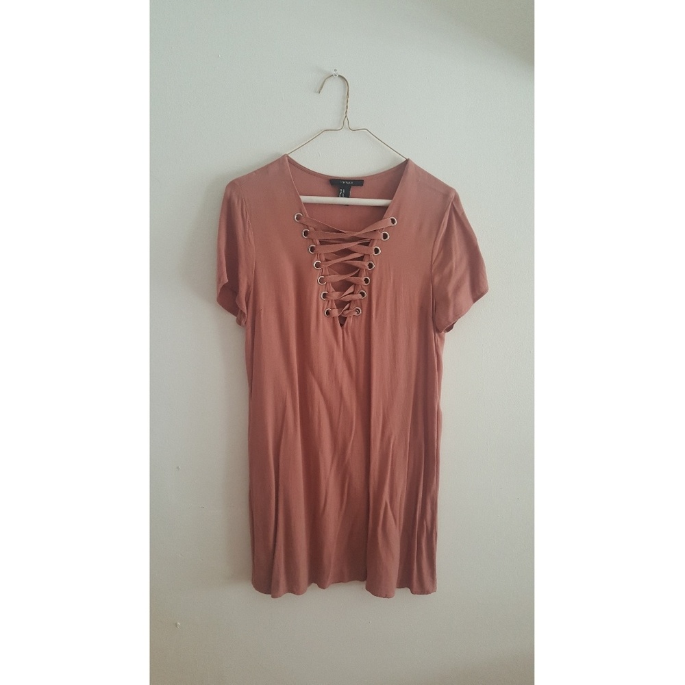 Dusty Pink Lace-Up Dress